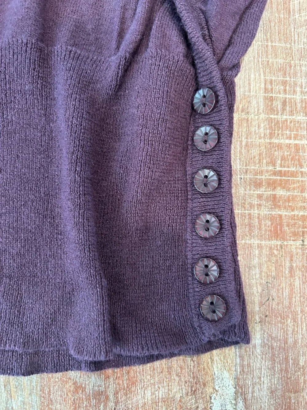 Nick & Mo VTG Y2K Plum Knit Ballerina Wrap Sweater with Floral Emroidery - Picture 4 of 10